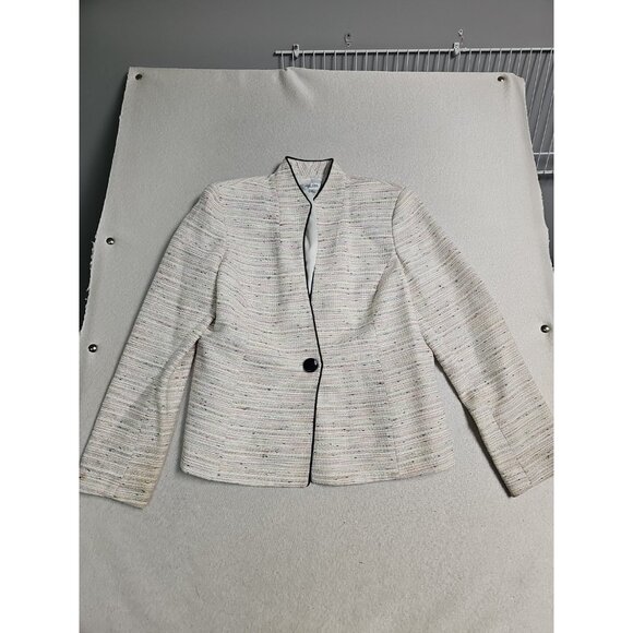 Jones Studio Separates  Pastel Striped Tweed Lined Blazer Jacket Sz 12 - Picture 1 of 7